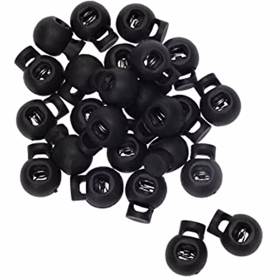 Le clip de corde de cordon élastique à ressort se termine par des verrous de cordon en forme de boule ronde en plastique à bascule à trou unique