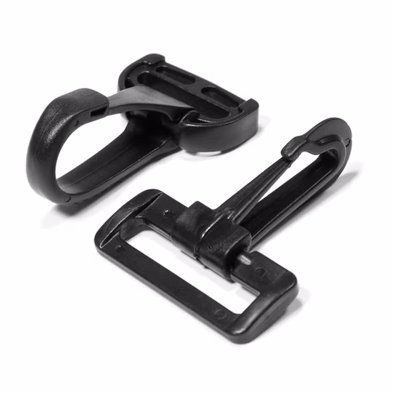Mousqueton pivotant en plastique noir de 25 mm